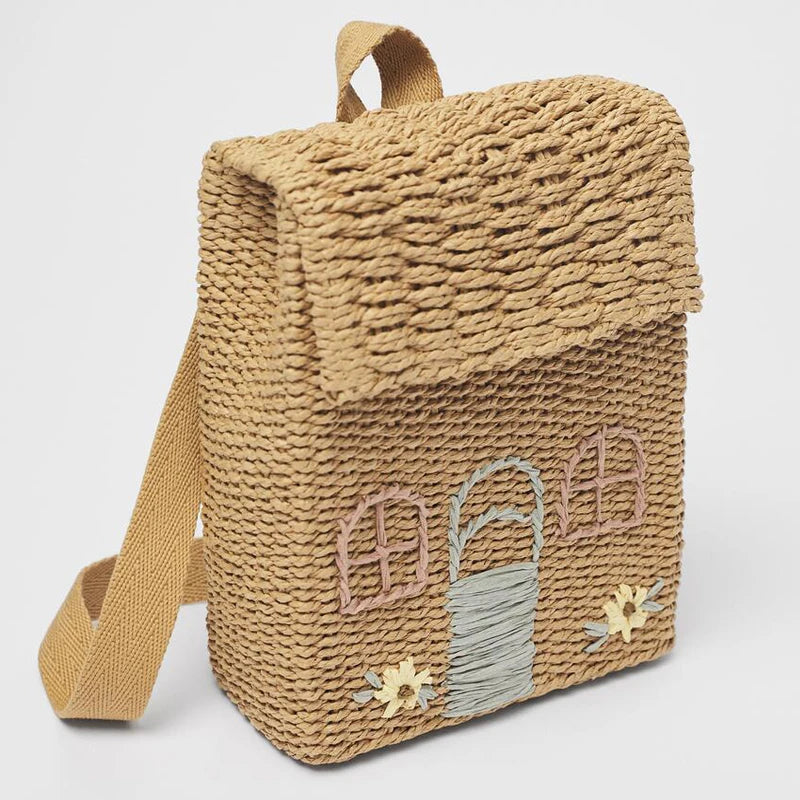 Mochila de Palha Infantil Casa de Campo