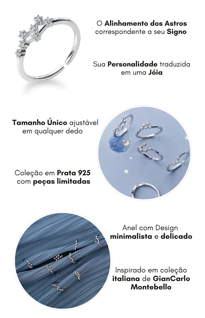 Anel Constelação dos Signos - Prata 925