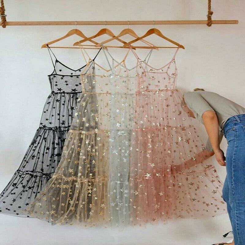 Vestido de Tule Estrelado - Azhul
