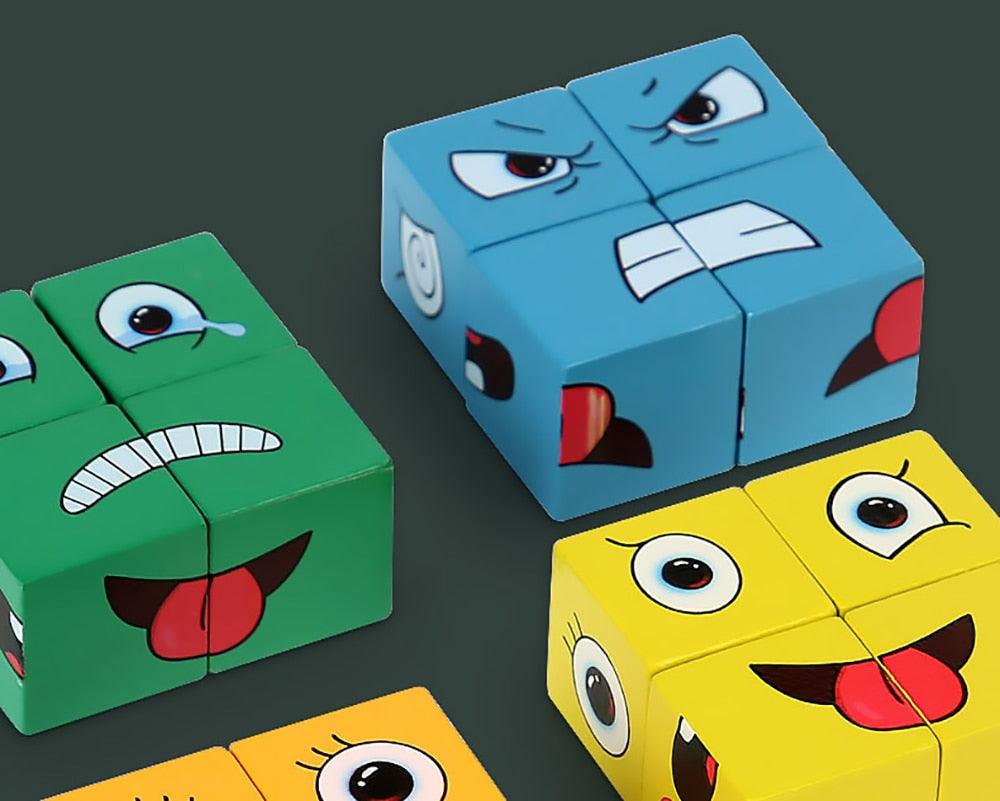 Jogo de Expressões Faciais de Madeira - Face Change - Azhul