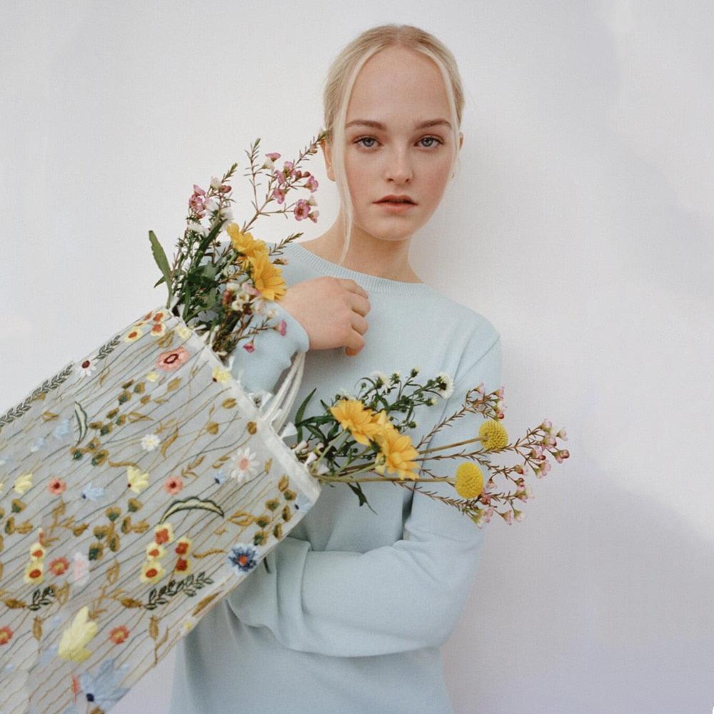 Bolsa Bordada de Flores - Azhul