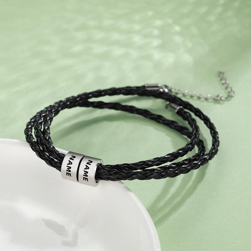 Pulseira de Couro Personalizada com Nomes - Azhul
