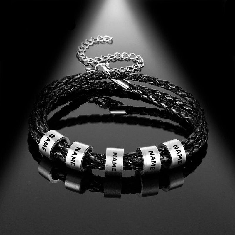 Pulseira de Couro Personalizada com Nomes - Azhul