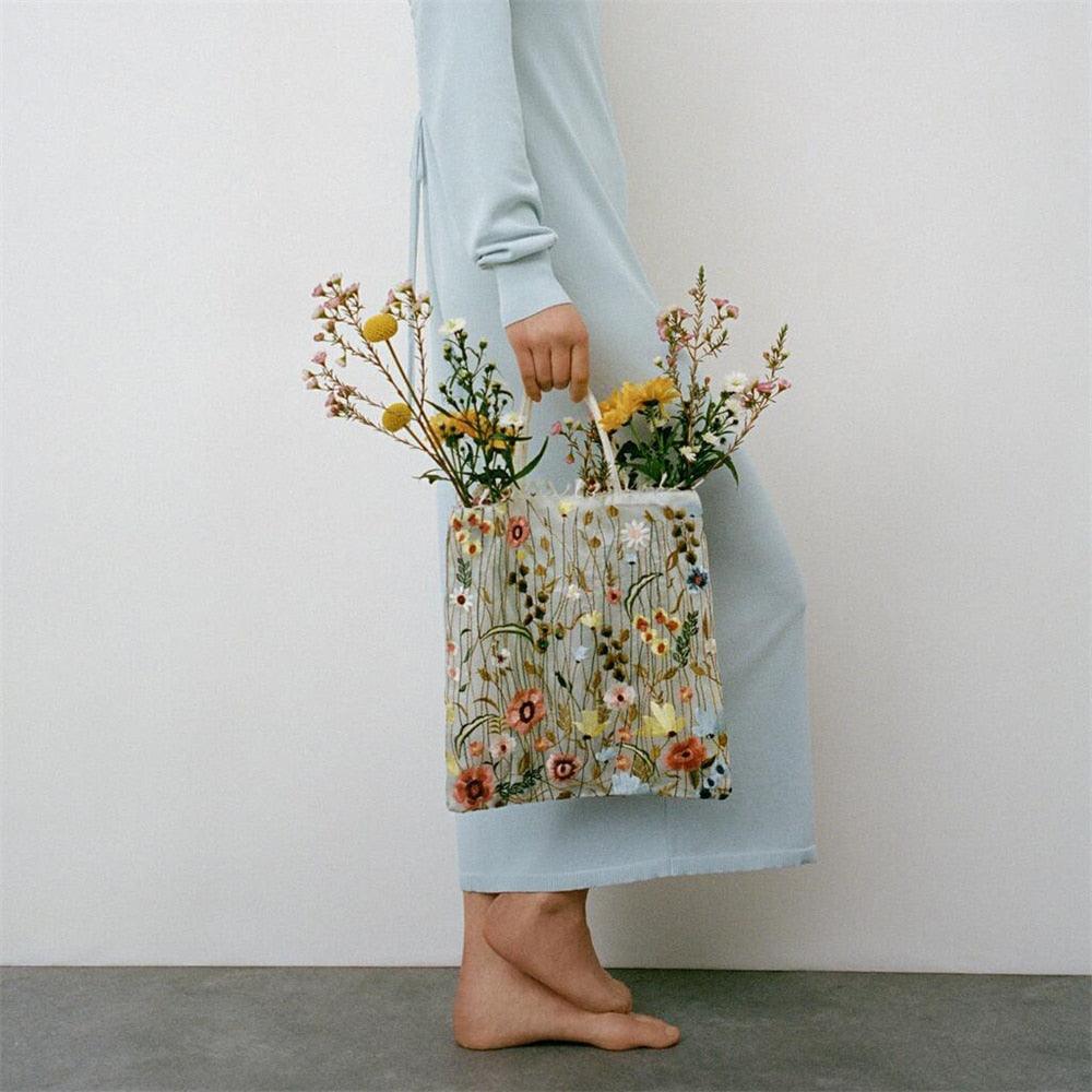 Bolsa Bordada de Flores - Azhul