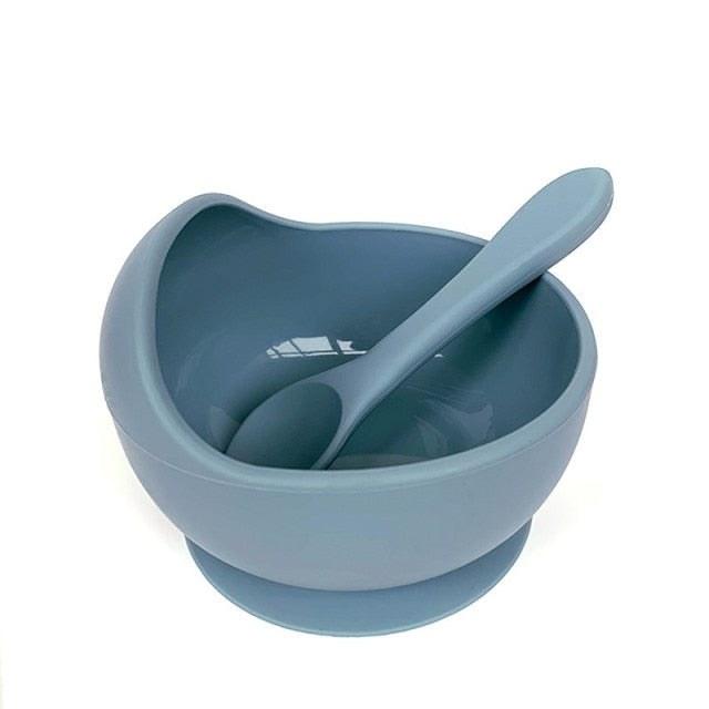 Bowl e Colher de Silicone Infantil Azhul Azul