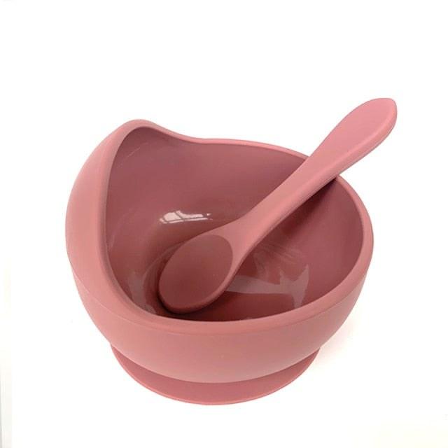 Bowl e Colher de Silicone Infantil Azhul Rosa Escuro