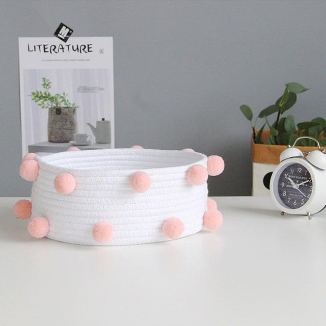 Cesto Pompom Infantil Azhul Grande Rosa