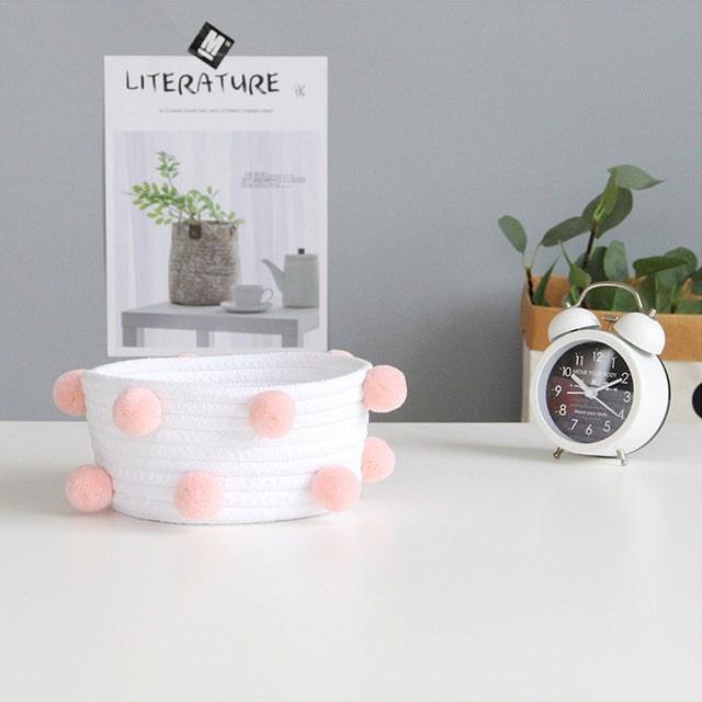 Cesto Pompom Infantil Azhul Pequeno Rosa