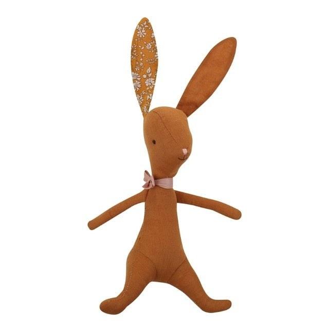 Coelhinho de Algodão Coelhinho de Pelúcia Azhul Cáqui com Laço Rosa