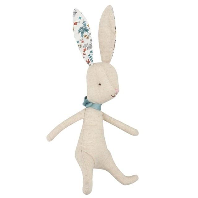 Coelhinho de Algodão Coelhinho de Pelúcia Azhul Creme com Laço Azul