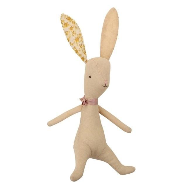Coelhinho de Algodão Coelhinho de Pelúcia Azhul Creme com Laço Rosa