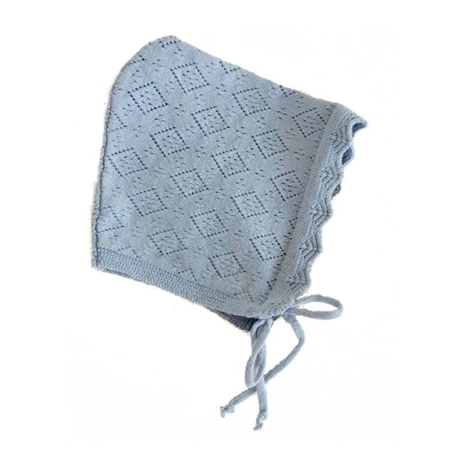 Gorro Tricotado de Algodão Azhul Azul Claro 9 a 18 meses