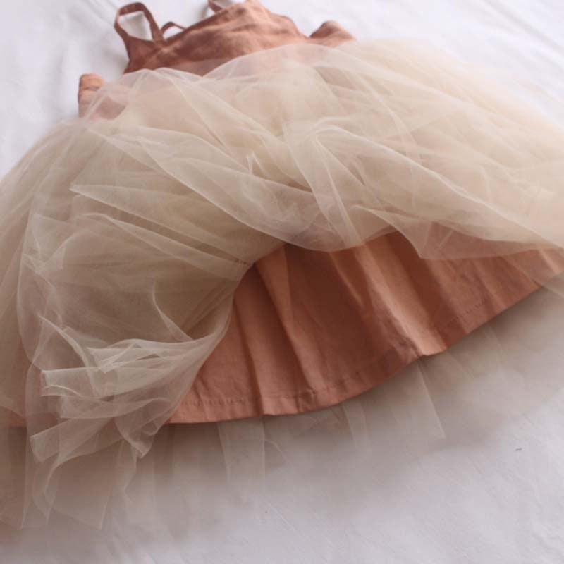 Vestido de Linho e Tule Infantil Azhul