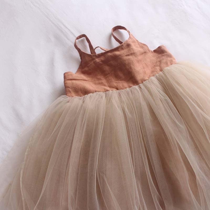 Vestido de Linho e Tule Infantil Azhul
