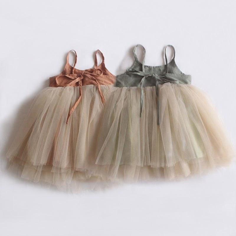 Vestido de Linho e Tule Infantil Azhul