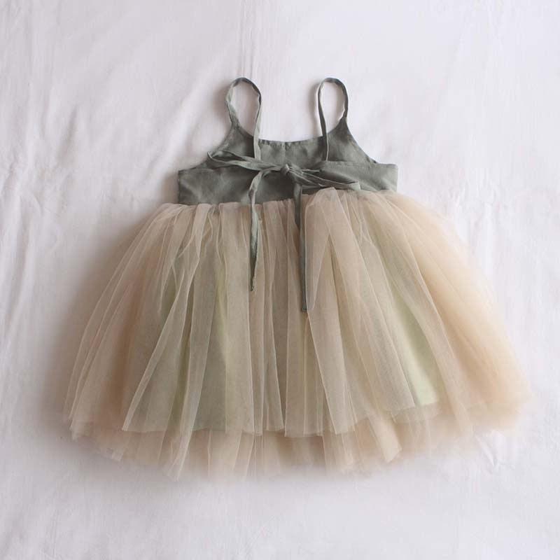 Vestido de Linho e Tule Infantil Azhul