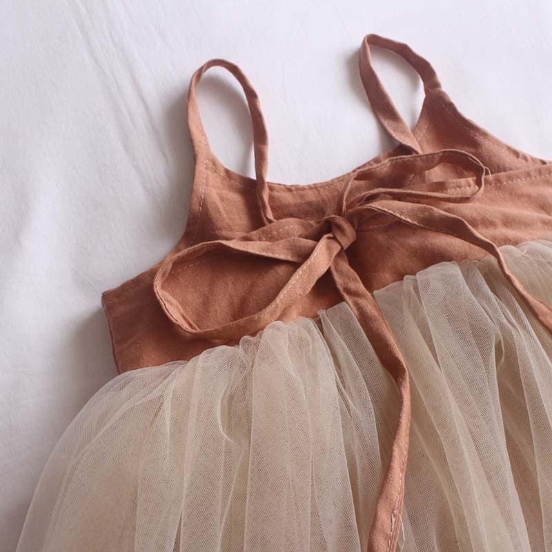 Vestido de Linho e Tule Infantil Azhul