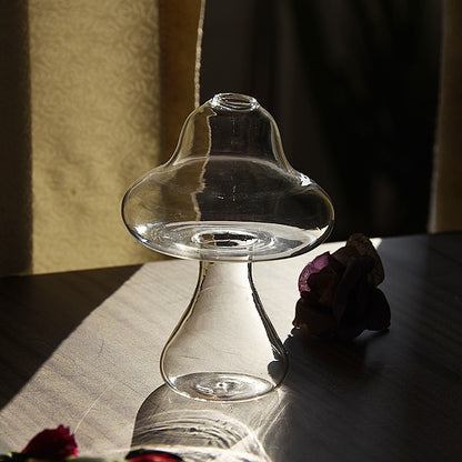 Vaso de Vidro Cogumelos Transparente