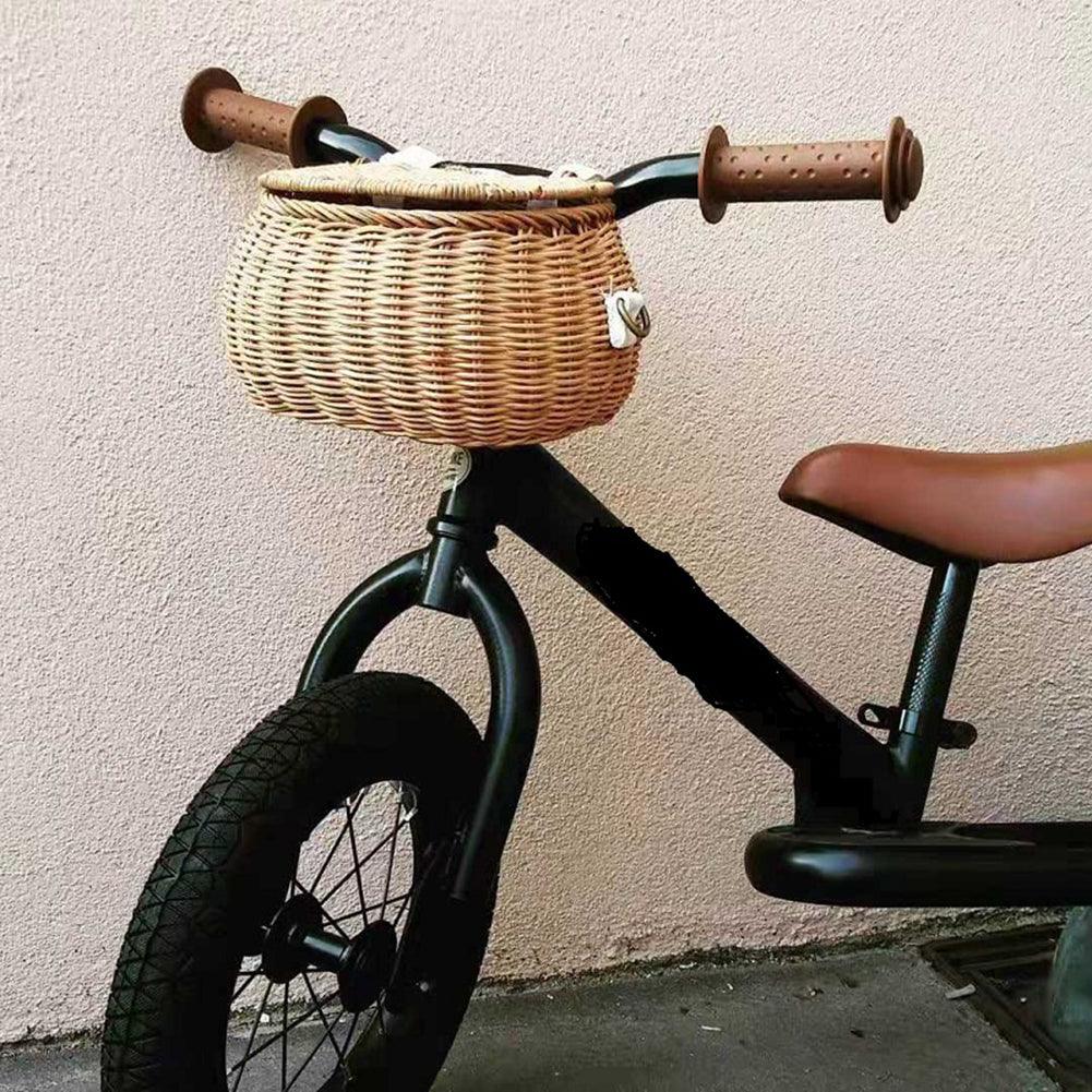Bicycle Basket Bicycle Basket Children Backpack Bike Tricycle Scooter Supplies Kids Artificial Weaving Wicker Basket Kids Bike - Azhul